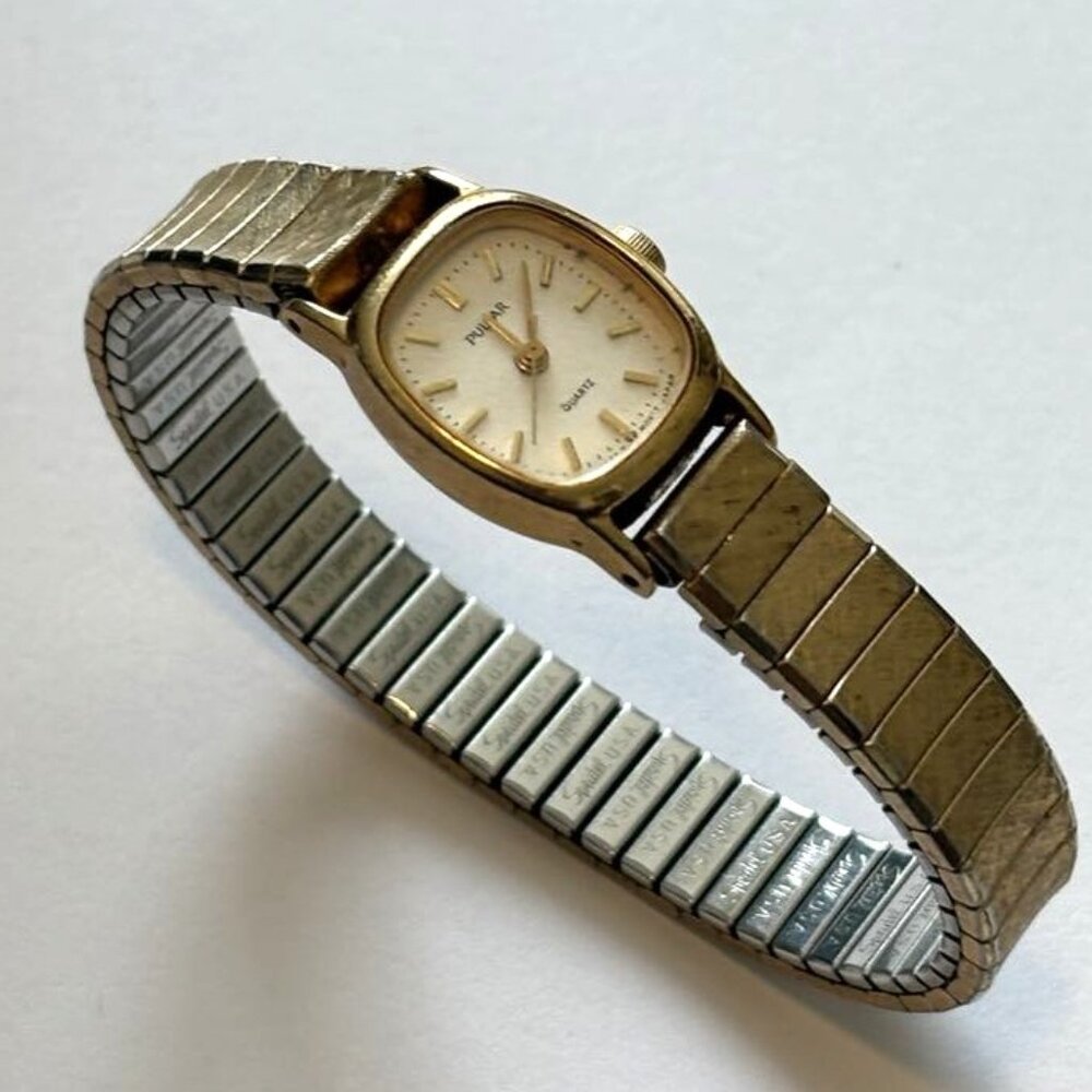Pulsar Gold Stretch Band Analog Wrist Watch - New Battery